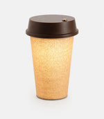 Load image into Gallery viewer, Walnut Wood rechargeable coffee-cup table lamp front view