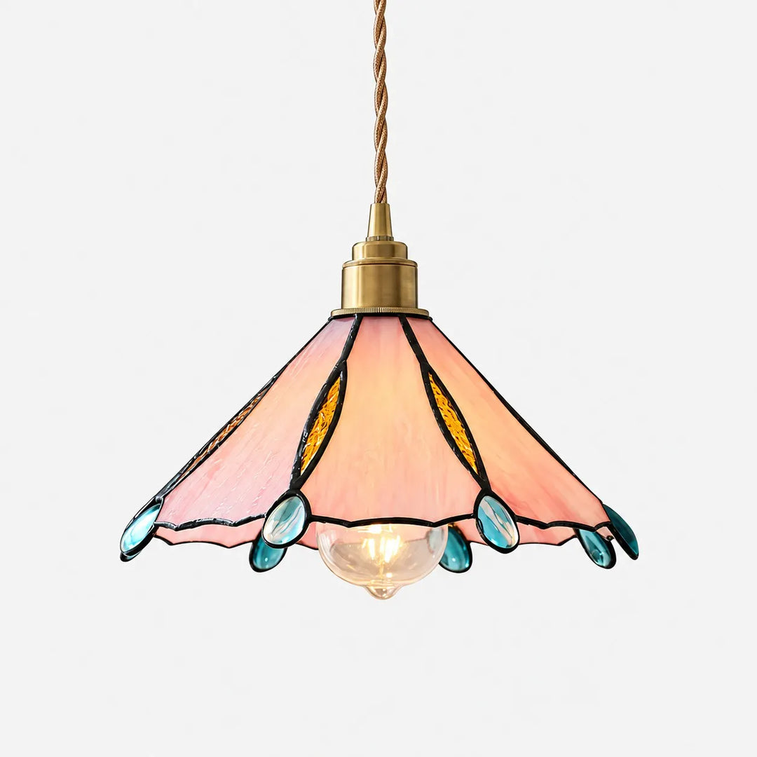 Pink Floral Glass Pendant Light