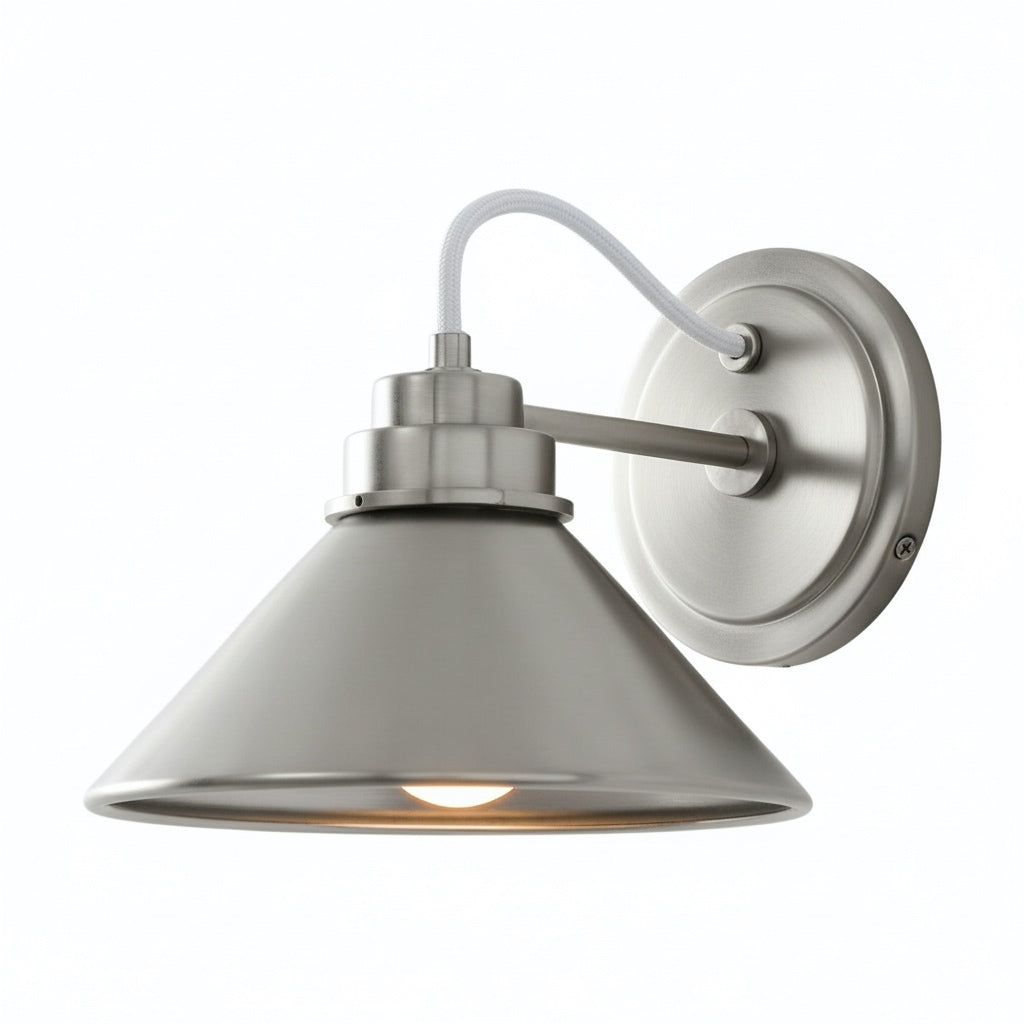 Aurenza Curved Arm Globe Wall Sconce – Modern Industrial Wall Lamp for Bathroom, Bedroom, and Hallway