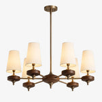 Load image into Gallery viewer, Hour Rho chandelier with white velvet shades, 6 lights