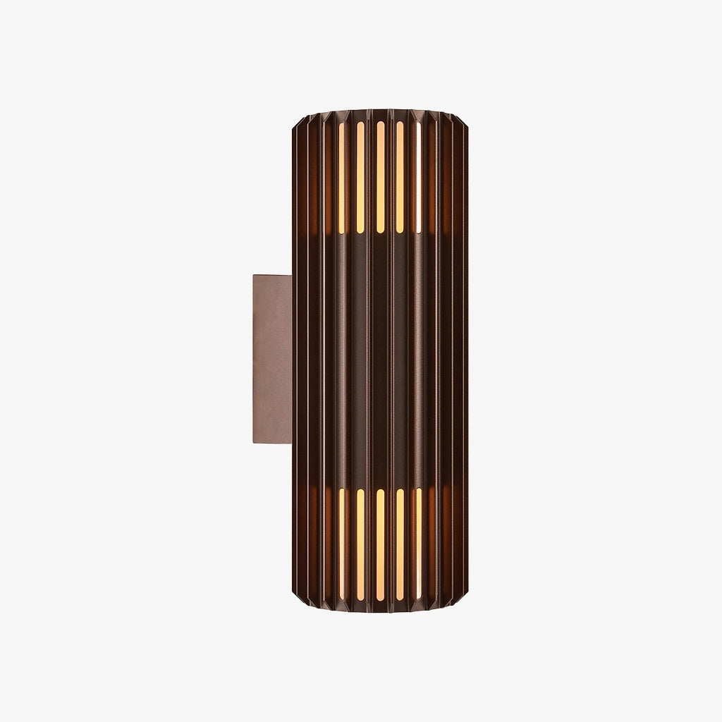 Fluted Shade Square Plate Aluminium Outdoor Sconce