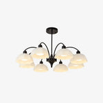 Cargar imagen en el visor de la Galería, Black milk glass chandelier with 8 lights