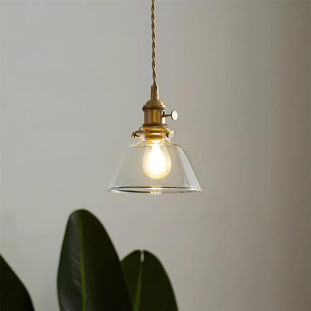 Brass Glass Hardwired Pendant Lamp