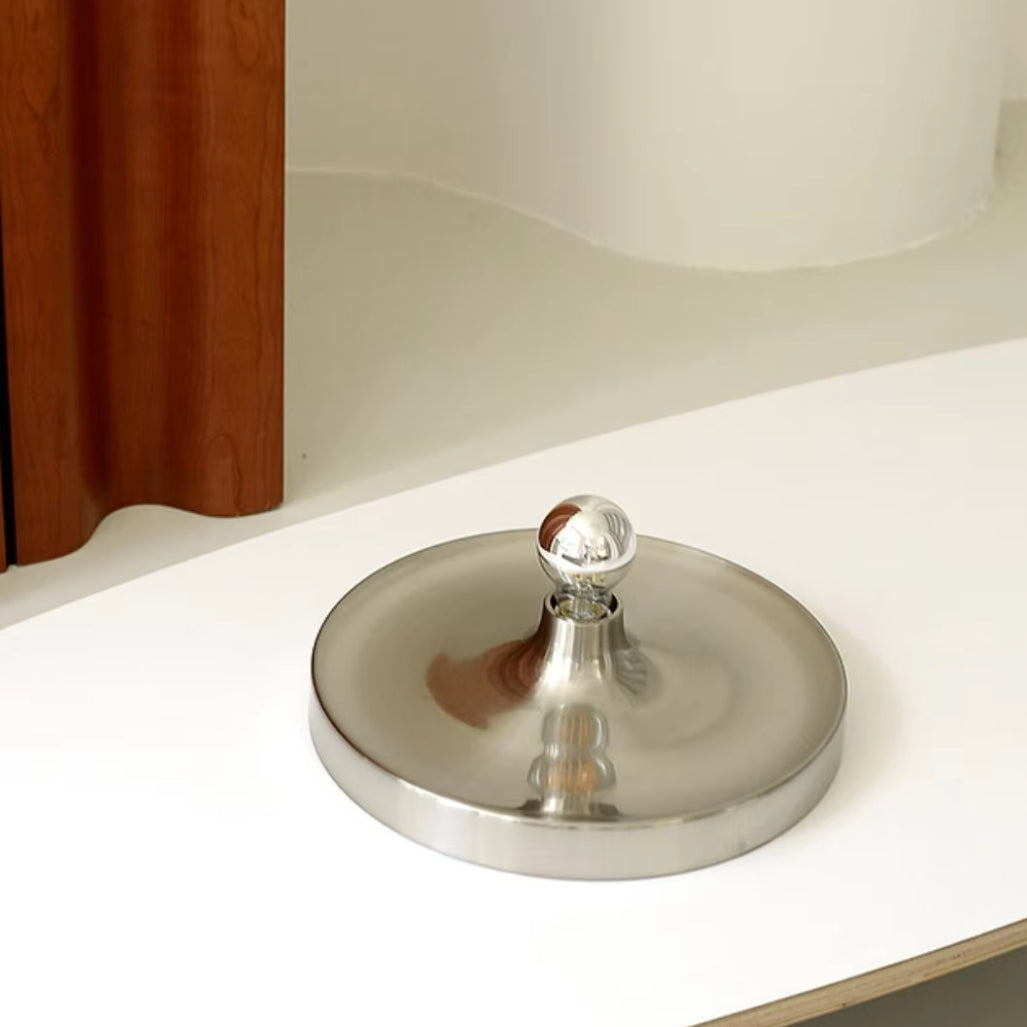 Plafonnier contemporain Space Age Disc, finition chromée