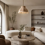 Load image into Gallery viewer, French Cream Pom Pom Fabric Pendant Light