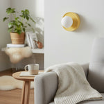 Bild in Gallery-Viewer laden, Solna Minimalistische Runde Glas-Wandleuchte mit Keramikfuß für Schlafzimmer und Flur