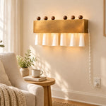 Charger l'image dans la visionneuse de galerie, Natural brass plug-cord curtain wall lamp in a bright reading corner