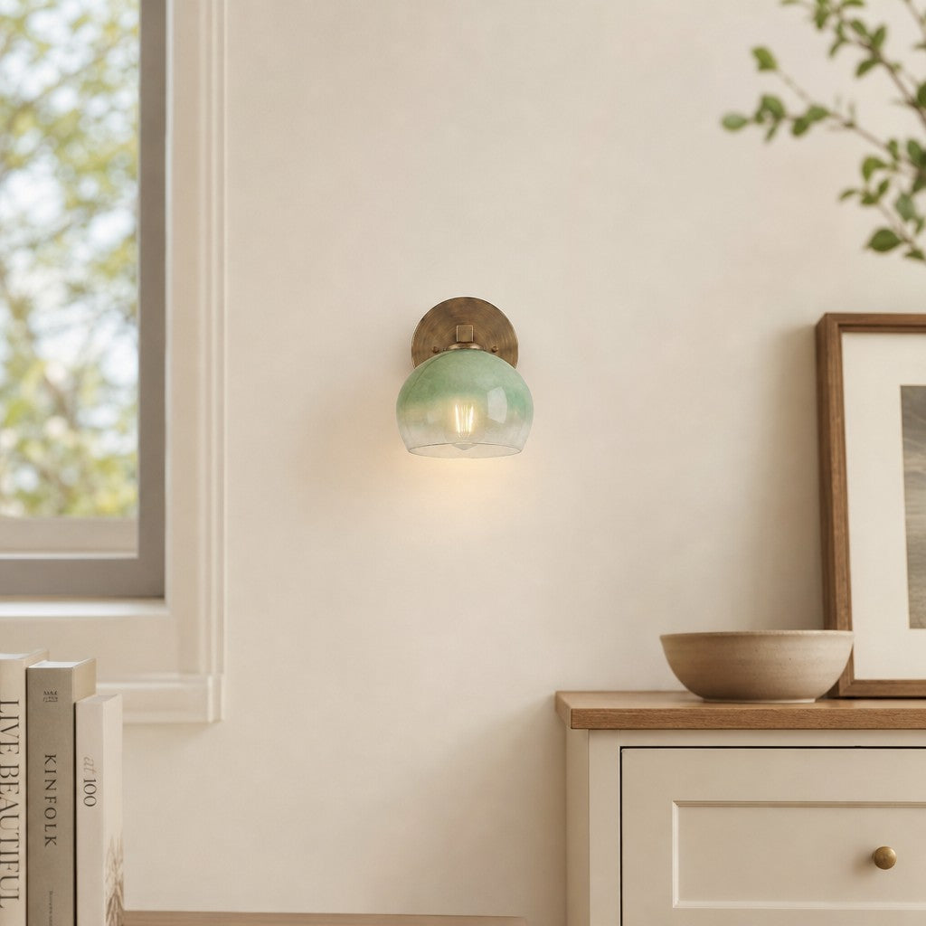 Auruca Globe Wall Light Bellflower Inspired Shape - Minimalist Metal Glass Sconce for Living Room