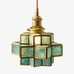 Bild in Gallery-Viewer laden, Vintage Geometric Stained Glass Pendant Lamp