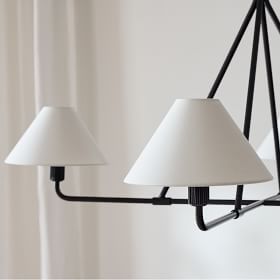 Lámpara colgante Diora: moderna lámpara de metal con pantallas de lino