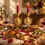 Load image into Gallery viewer, Gold Metal Bow and Milagro Heart Candle Holders