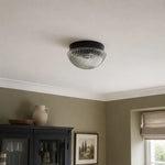 Cargar imagen en el visor de la Galería, Ribbed glass flush mount in a classic room setting