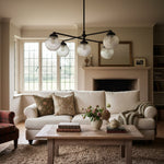 Load image into Gallery viewer, Glorica Glass Frosted Glass Globe Chandelier - Brass Modern Lighting for Living Room
