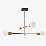 Load image into Gallery viewer, Mobilux Line Black and Brass Chandelier - Contemporary Globe Ceiling Hanging Light
