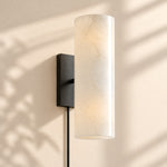 Cargar imagen en el visor de la Galería, Wolvina Plug-In Natural Marble Tube Wall Sconce