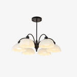 Cargar imagen en el visor de la Galería, Black milk glass chandelier with 6 lights