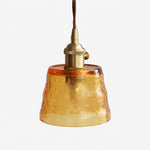 Load image into Gallery viewer, Amber hammered glass pendant light