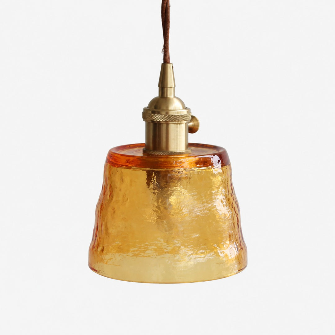 Amber hammered glass pendant light