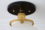Bild in der Galerieansicht laden, Glorica Glass Mid Century Semi Flush Ceiling Light - White Opal Glass Globe Fixture
