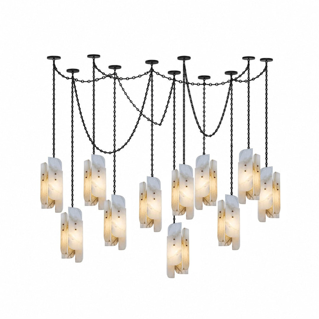 Frosted Cylinder Shade Chain Hardwired Chandelier
