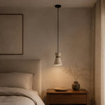 Bild in Gallery-Viewer laden, Single travertine pendant light over a bedside table