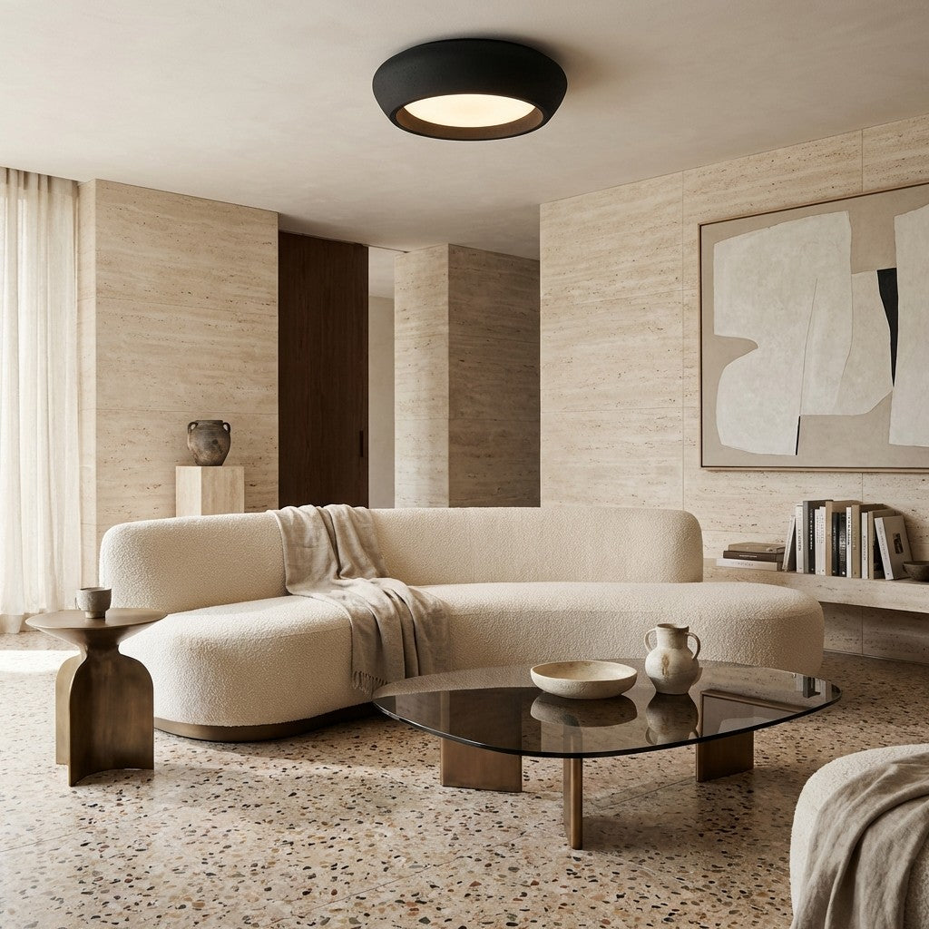 Luminaire de plafond en béton minimaliste Monocem – Applique encastrée élégante pour salon