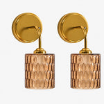Cargar imagen en el visor de la Galería, Brown hammered-glass wall sconce set of two