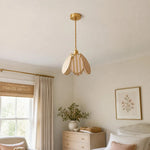 Cargar imagen en el visor de la Galería, Yellow striped pendant light in a softly styled bedroom