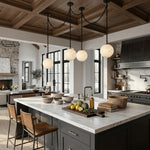 Load image into Gallery viewer, Black Metal Alabaster Globe Hardwired Chandelier