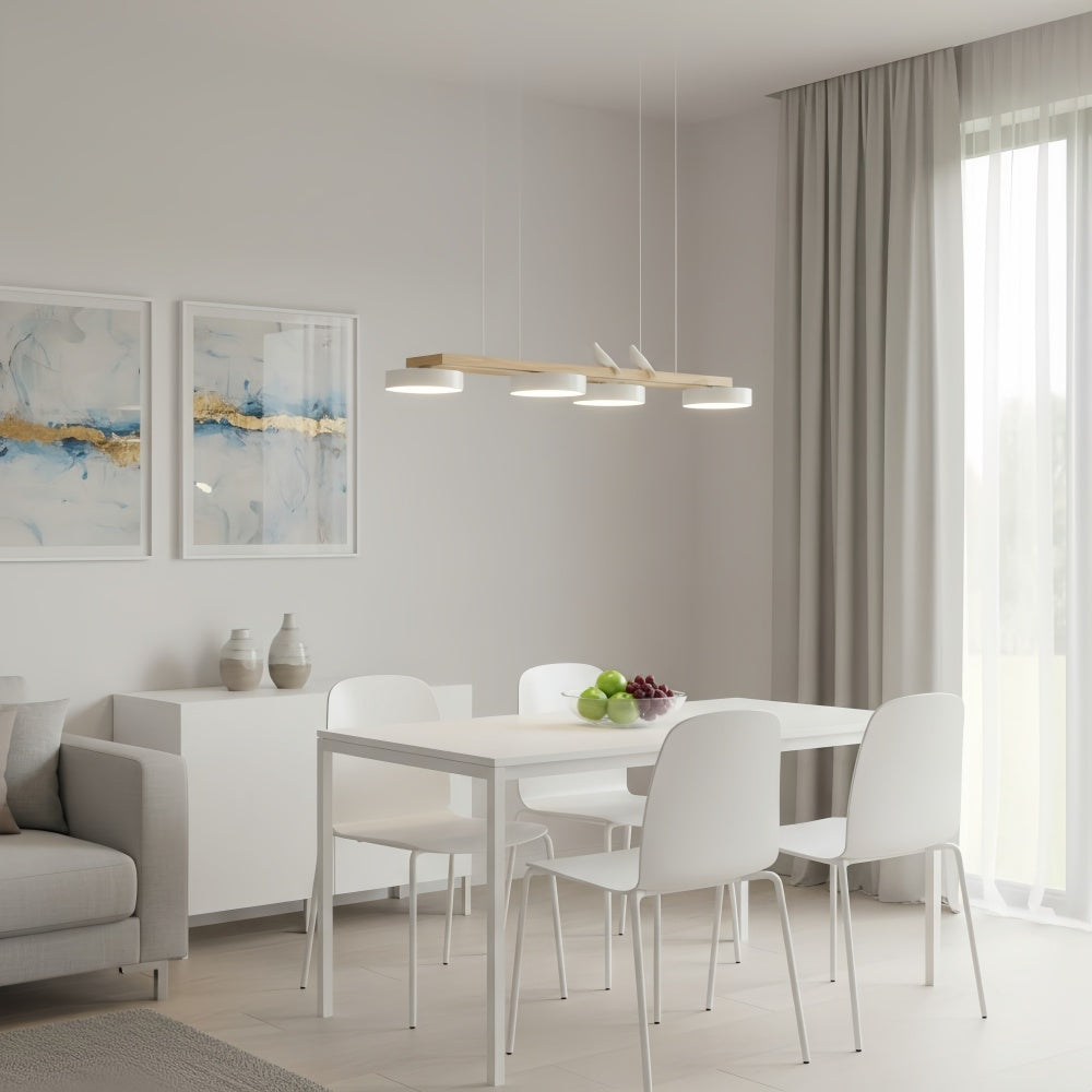 Orilumea Vogel-Kronleuchter – Holzleuchte im modernen Stil für das Wohnzimmer