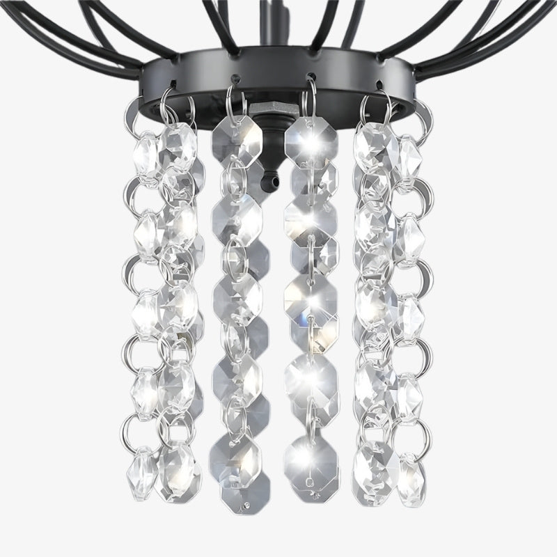 Lámpara de araña de cristal con estructura metálica moderna Crystallis - Iluminación lujosa para sala de estar