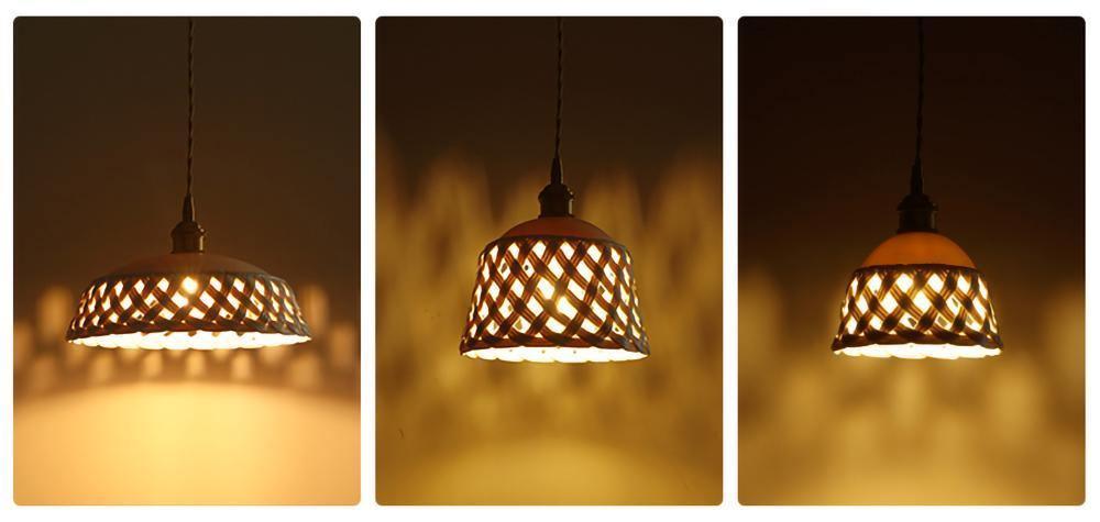 Woven Ceramic Brass Swag Pendant Light