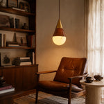 Cargar imagen en el visor de la Galería, Vintage Leather Faux Marble Teardrop Pendant Light for Dining Rooms and Bedside