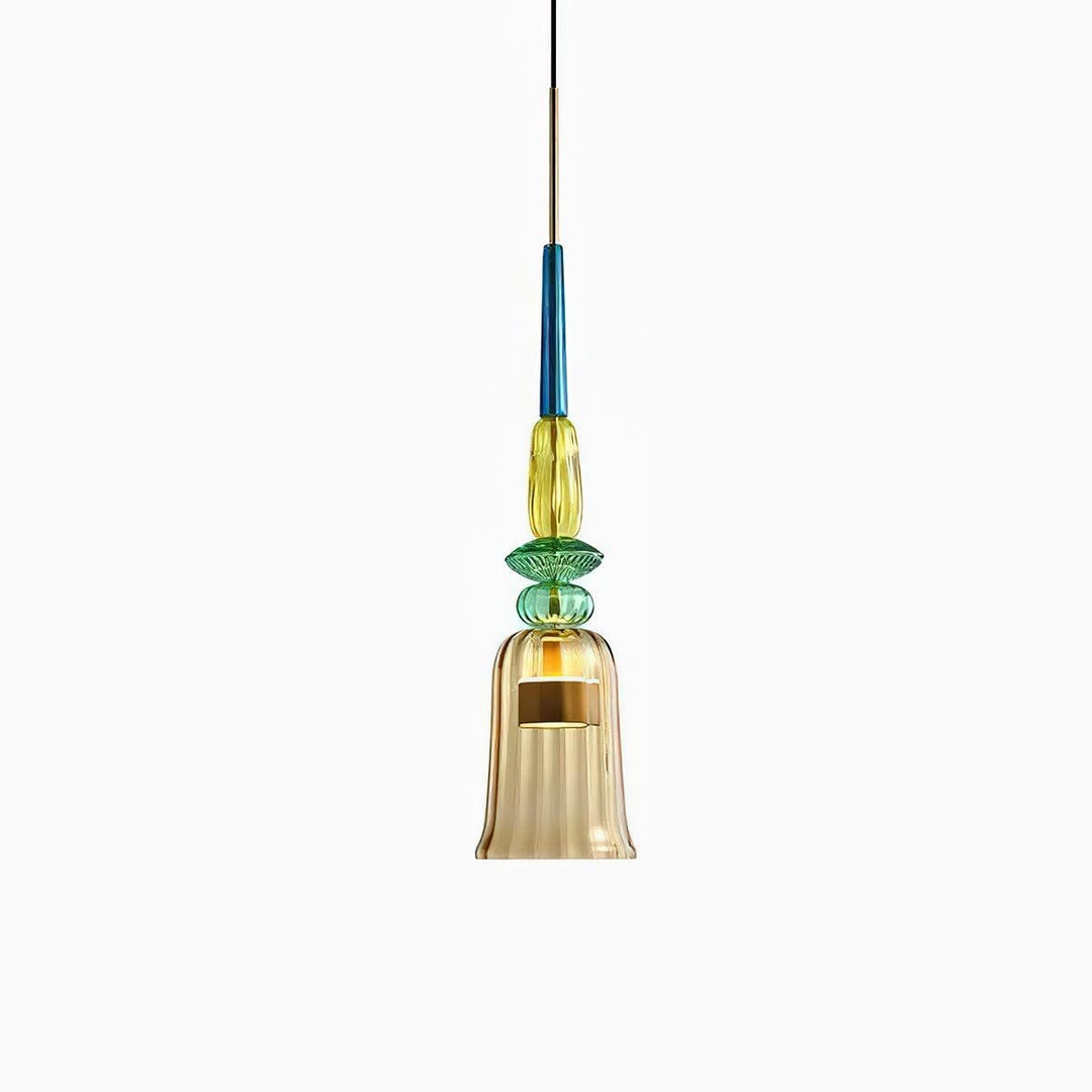 Suspension en verre soufflé à la main - Fer bonbon coloré, couleurs mélangées, pour l'intérieur