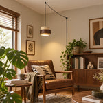 Load image into Gallery viewer, Travertine Walnut Cylindrical Plug-In Pendant