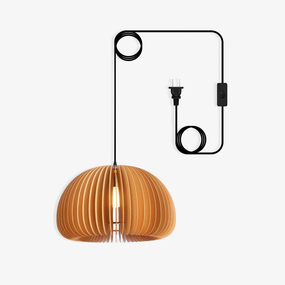 Rounded Wood Slat Swag Pendant Light
