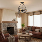 Cargar imagen en el visor de la Galería, Lámpara de Techo Industrial de Jaula Abierta de Metal Cageon - Diseño para Ático y Comedor