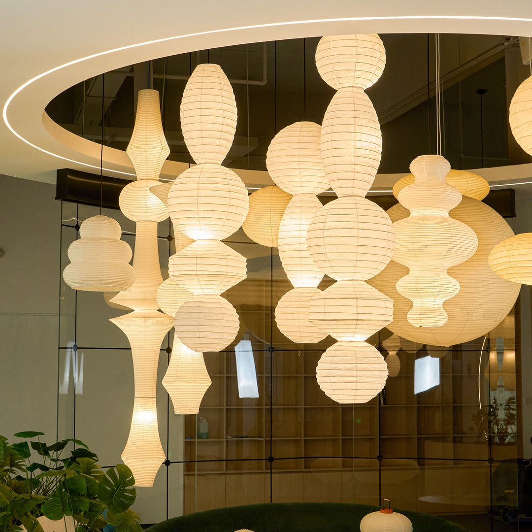 Stacked Ribbed Paper Swag Pendant Light
