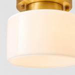 Charger l'image dans la visionneuse de galerie, Close detail of frosted glass shade and brass ceiling plate