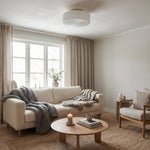 Cargar imagen en el visor de la Galería, Lunorib Lámpara de Techo Contemporánea de Vidrio Opalino - Iluminación de Metal Estriado Texturizado para Áreas de Estar