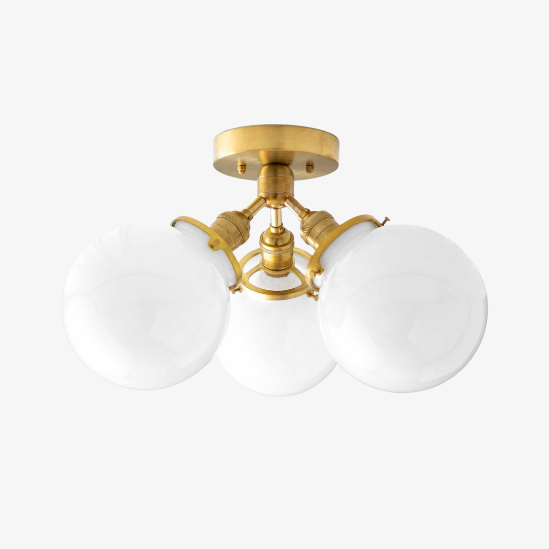 Glorica Glass Globe Light - Mid Century Semi Flush Ceiling Lamp