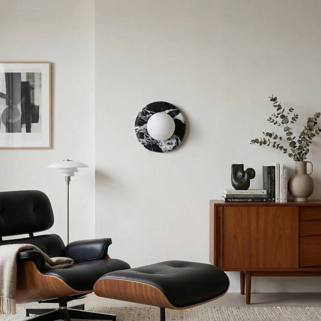 Oria Quadratische und Runde Wandleuchte - Moderne Jade-Lampe für das Schlafzimmer