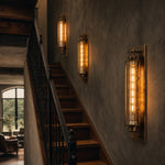 Load image into Gallery viewer, Industrial tube wall sconces along a stair wall