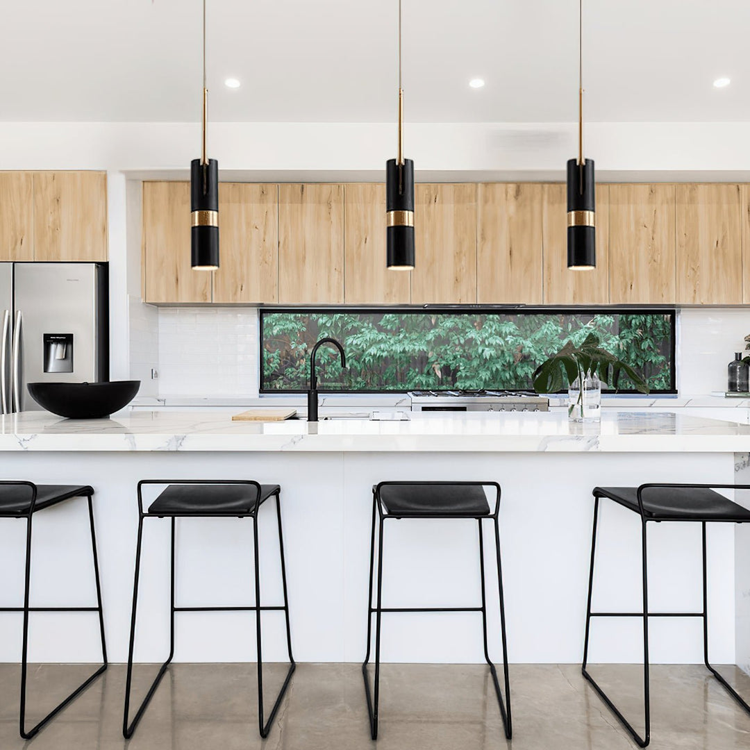 Black And Gold Metal Hardwired Pendant Light