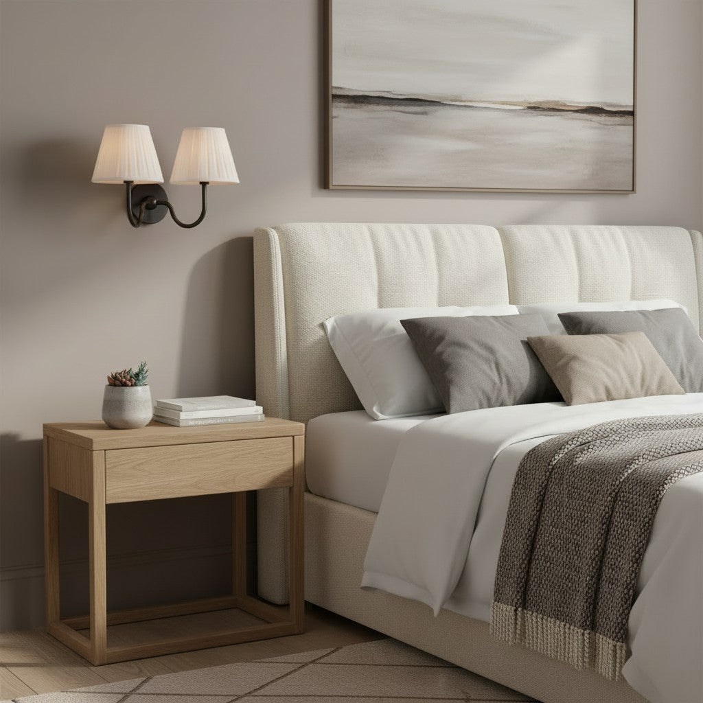 Luvora Fabric Shade Wall Sconce with Drum Shade - Classic Pleated Sconce Light