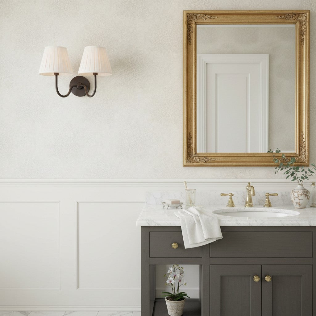 Aplique de pared Luvora con pantalla de tela y pantalla de tambor - Aplique plisado clásico