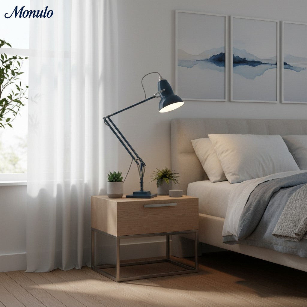 Lampe de bureau réglable Modryx - Métal industriel ancien pour bureau et chambre