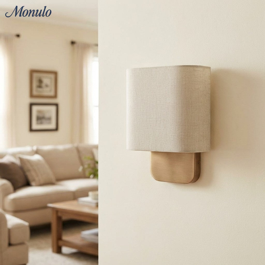 Nolvara Aleena Soft Fabric Luxe Metal Fabric Wall Sconce for Bedroom Reading Light