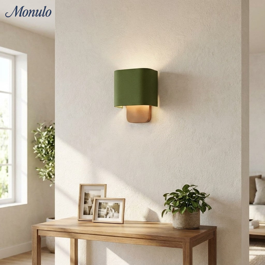 Nolvara Aleena Soft Fabric Luxe Metal Fabric Wall Sconce for Bedroom Reading Light