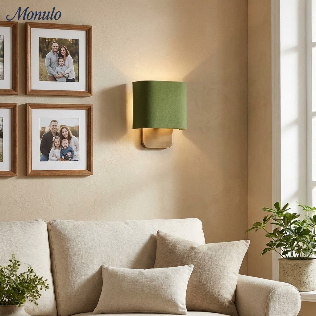 Nolvara Aleena Soft Fabric Luxe Metal Fabric Wall Sconce for Bedroom Reading Light